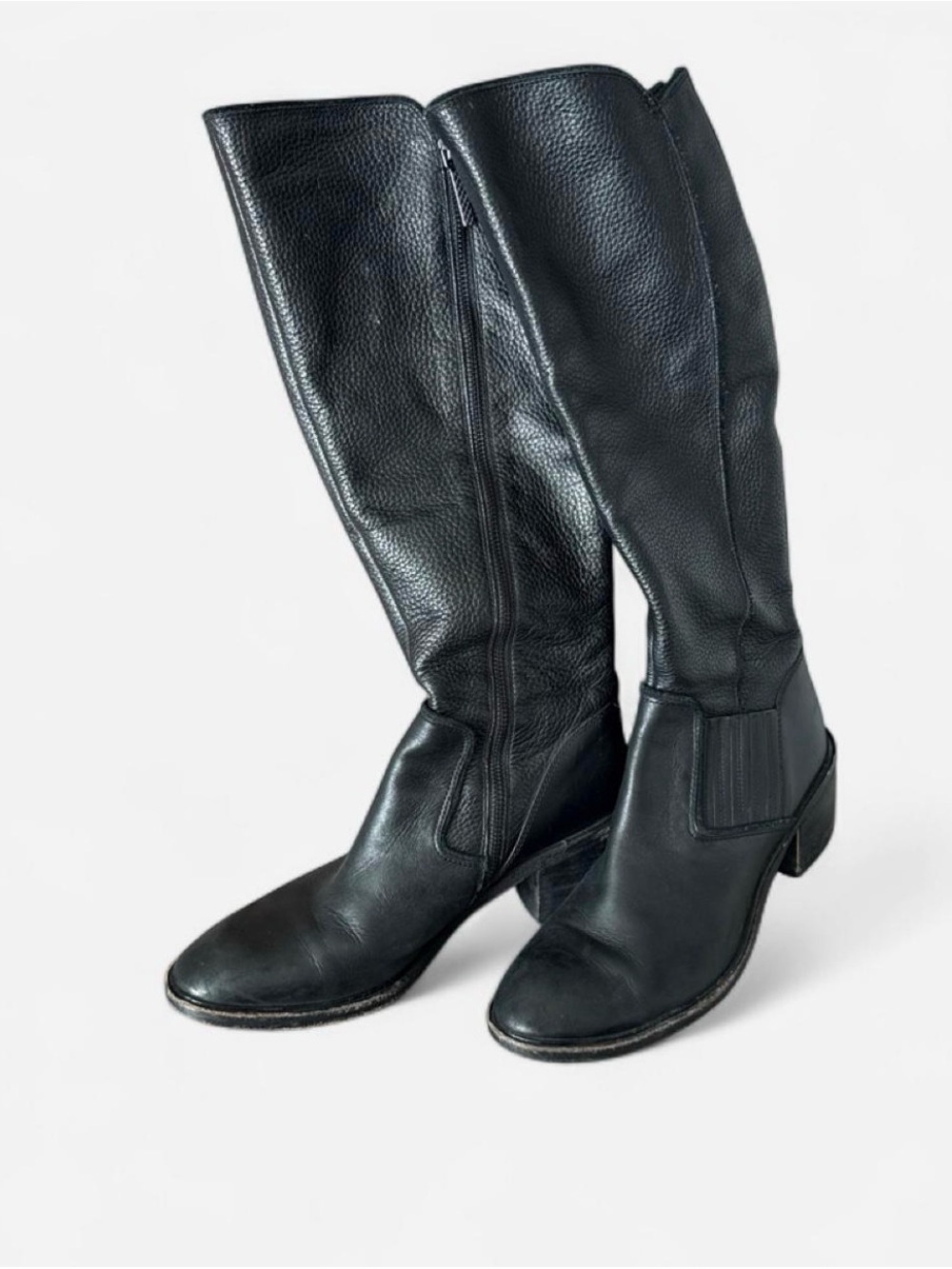 Donald J. Pliner Envy Black Over-the-Knee Leather Boots with Side Zip
